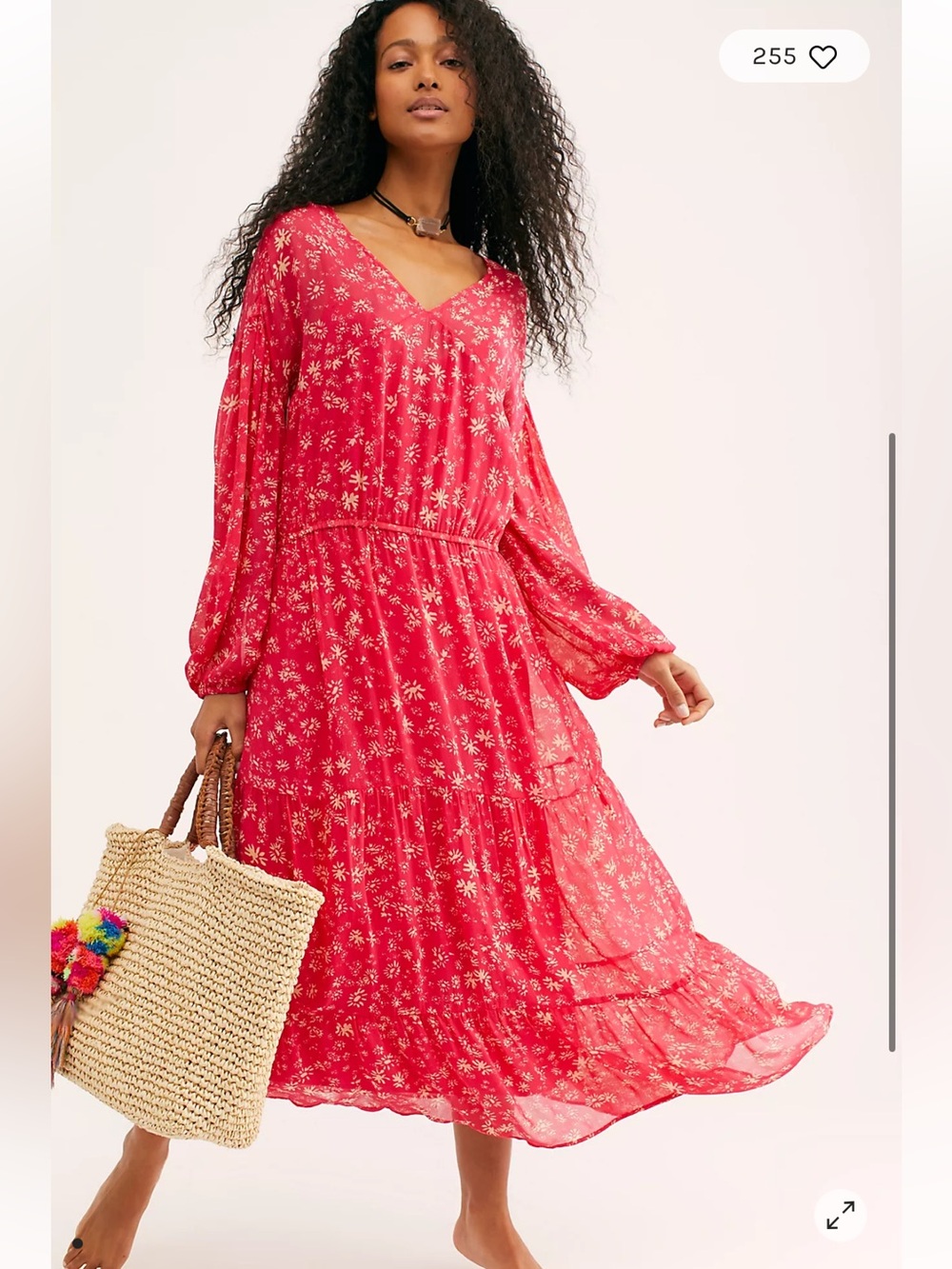 NWT Free People Raspberry Pink Wallflower Midi Dress Boho Prairie Size XS